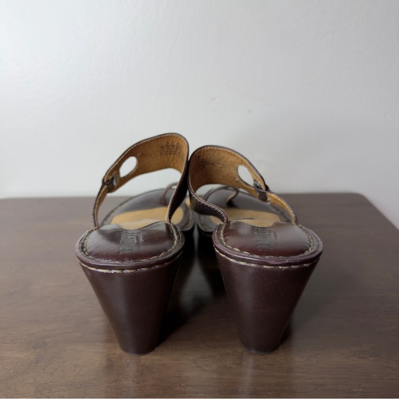 Born Brown Leather Wedge Sandals Sz 9 Womens - Picture 3 of 7